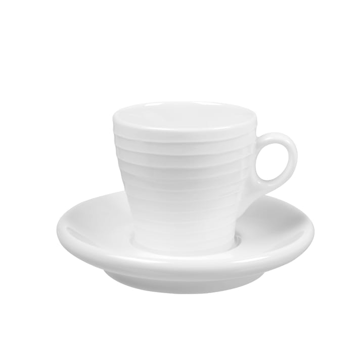 Taza espresso con plato Blond - blanco, rayas - Design House Stockholm