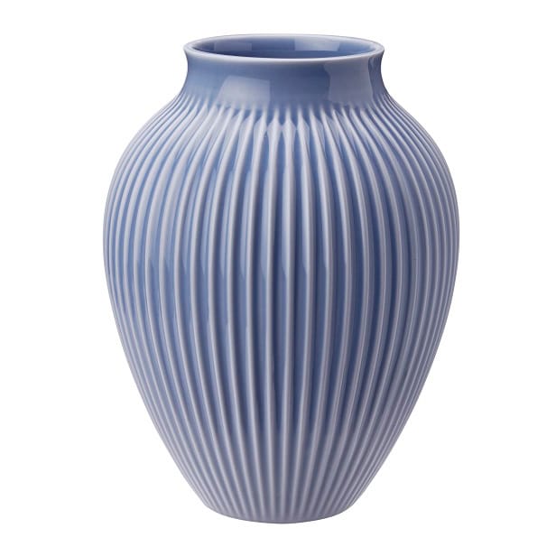 Jarrón acanalado Knabstrup 20 cm - Azul lavanda - Knabstrup Keramik