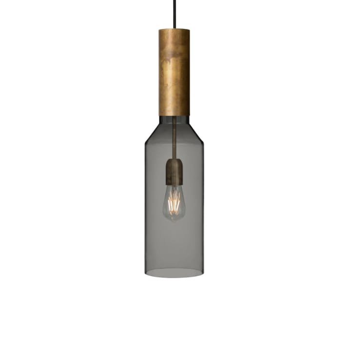 Lámpara colgante Fenomen - Vidrio ahumado, latón crudo, pequeño - Konsthantverk