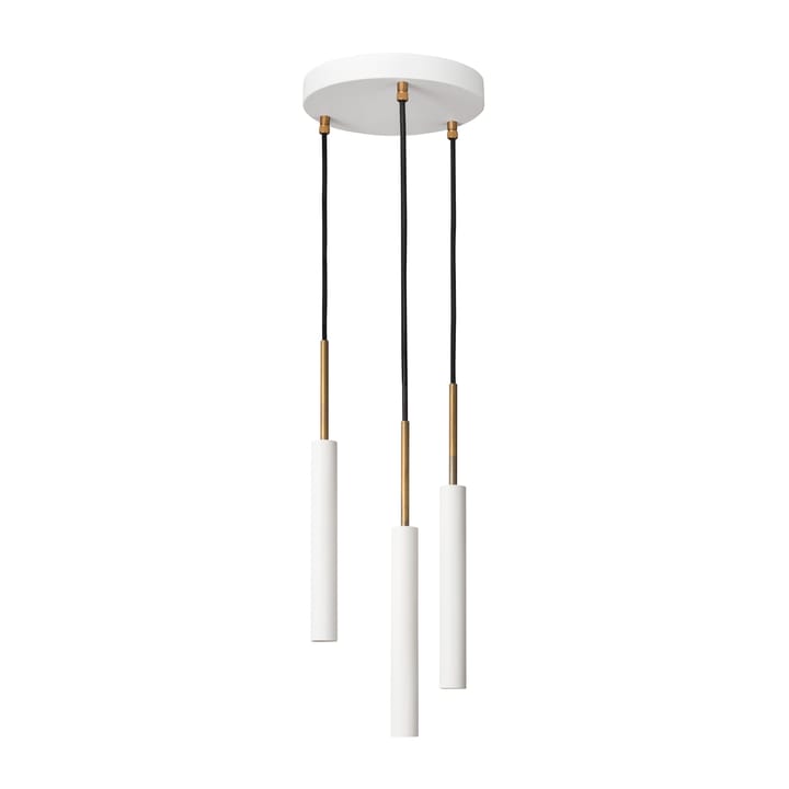 Lámpara colgante Stav 3 con placa de techo redonda - Blanco/latón crudo - Konsthantverk
