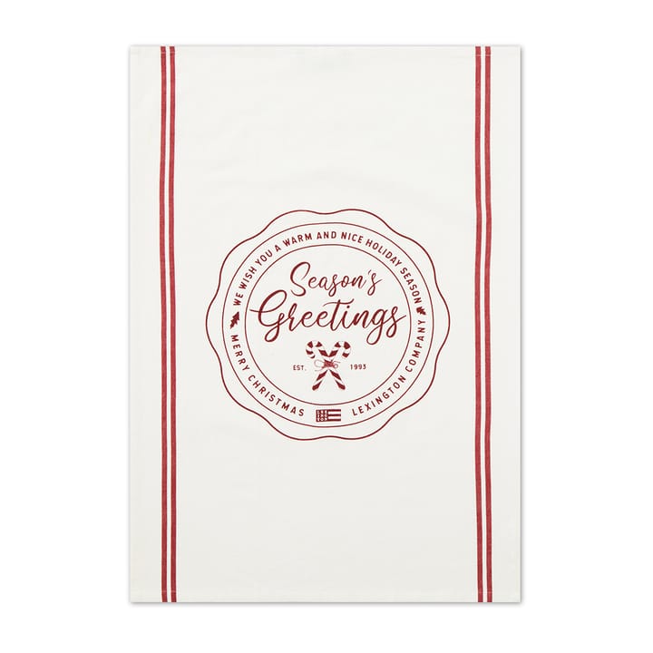 Paño de cocina Seasons Greetings Printed 50x70 cm - Blanco-rojo - Lexington