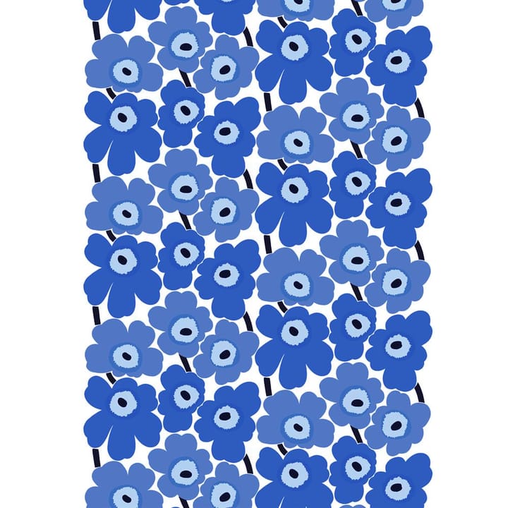Tela Pieni Unikko algodón - blanco-azul - Marimekko