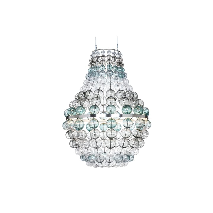 Lámpara de araña The Crown - Acero inoxidable, vidrio verde, color humo y transparente - Örsjö Belysning