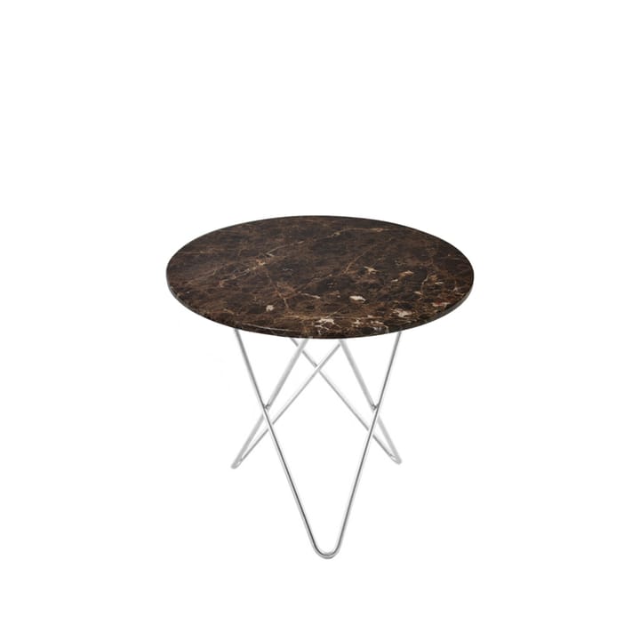 Mesa de centro Mini O Table - mármol marrón, estructura de acero inoxidable - OX Denmarq