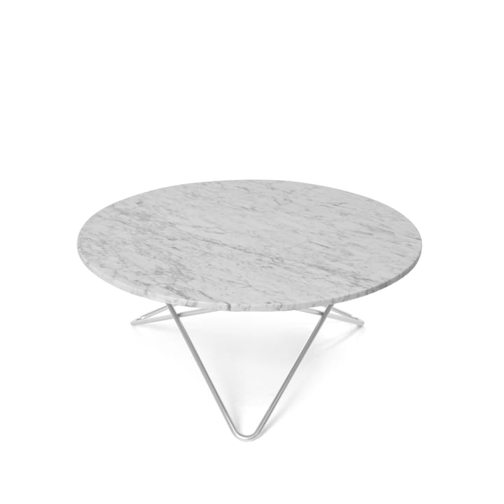 Mesa de centro O Table - mármol blanco, estructura de acero inoxidable - OX Denmarq