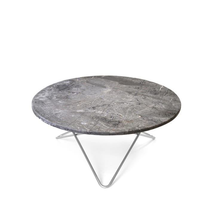 Mesa de centro O Table - mármol gris, estructura de acero inoxidable - OX Denmarq